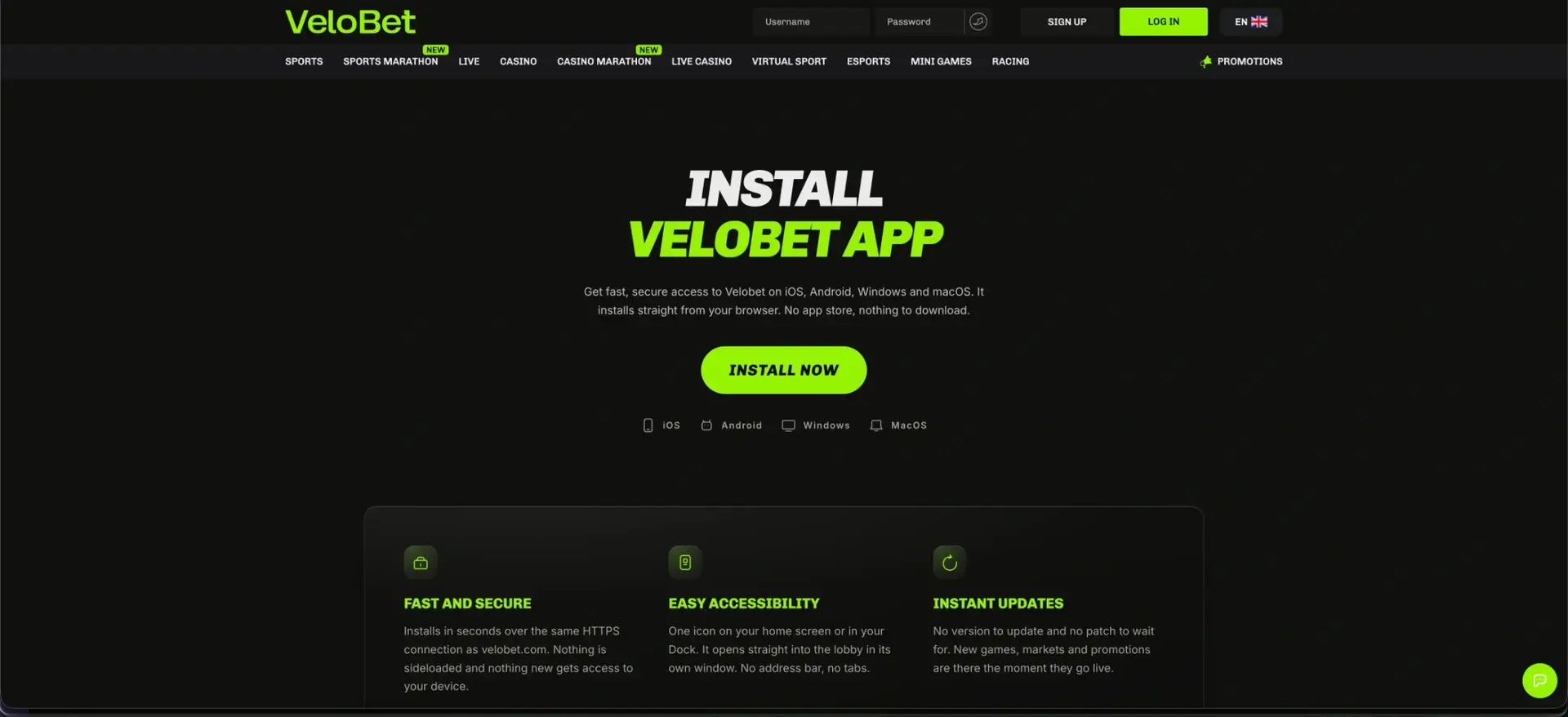 Velobet App at the official VeloBet Casino