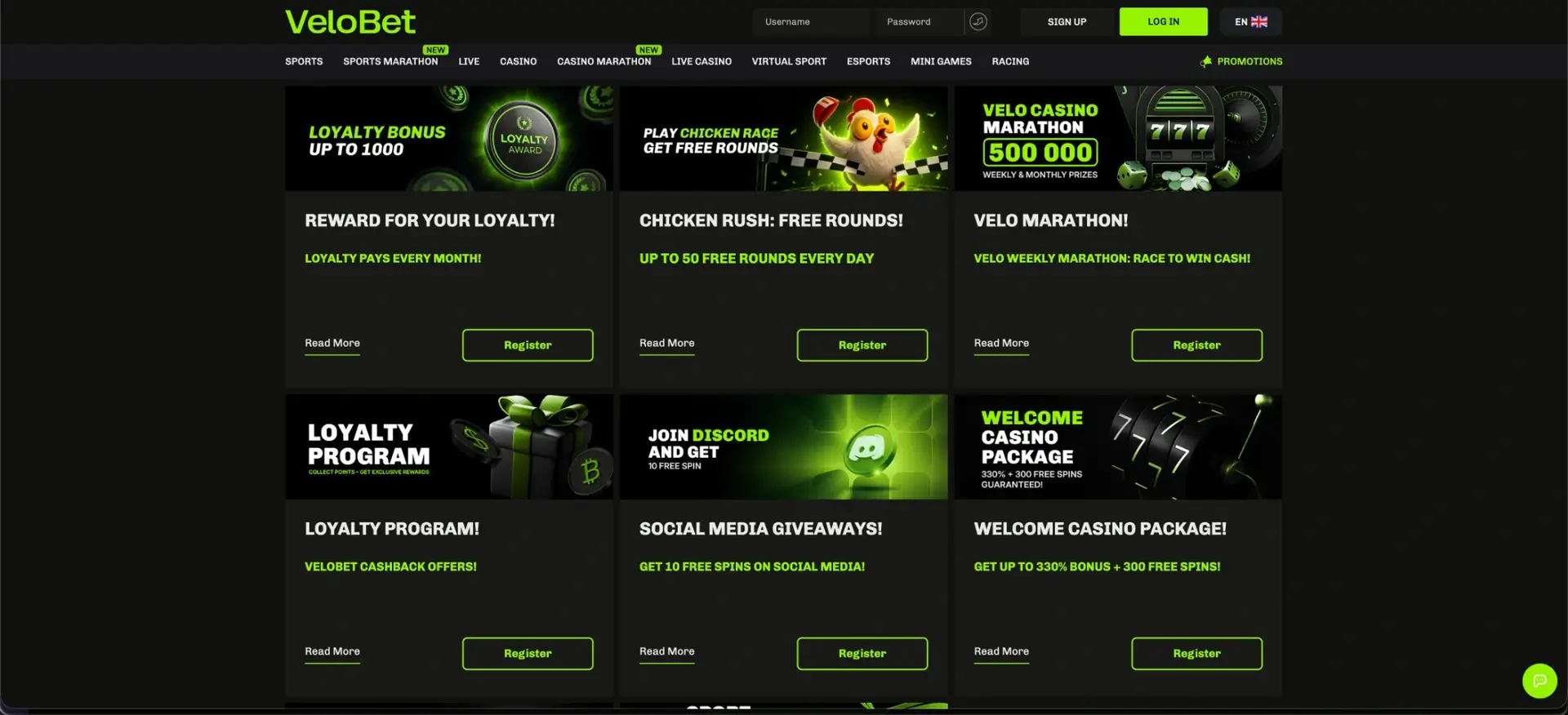 VeloBet loyalty promotions and recurring bonuses