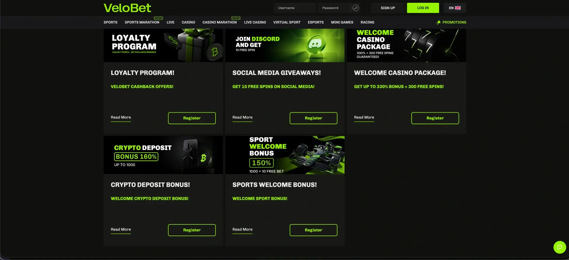 Velobet Bonus at the official VeloBet Casino